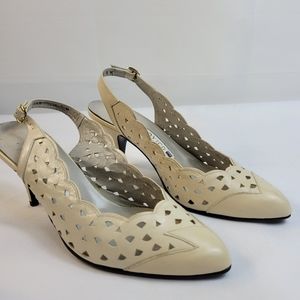 Vintage sling back pumps cutout design‎ tan 8M